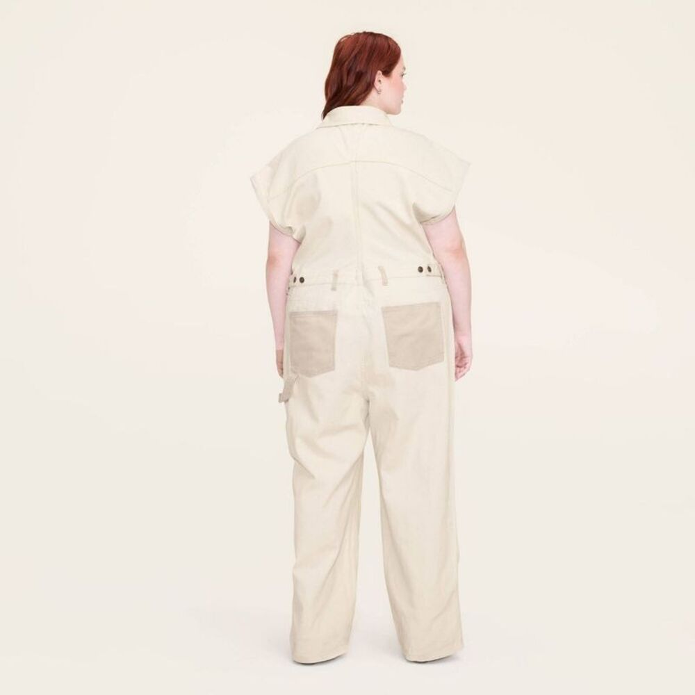 Woolrich - Women's Short Sleeve Western Jumpsuit - Woolrich C Cream - Picture 3 of 4